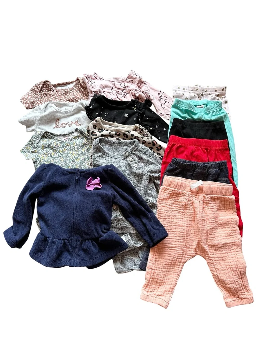 Mixed brands 14 piece baby girl clothing lot Size: 6-9 months